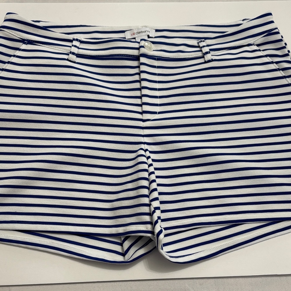 Liz Claiborne White & Blue Striped Shorts